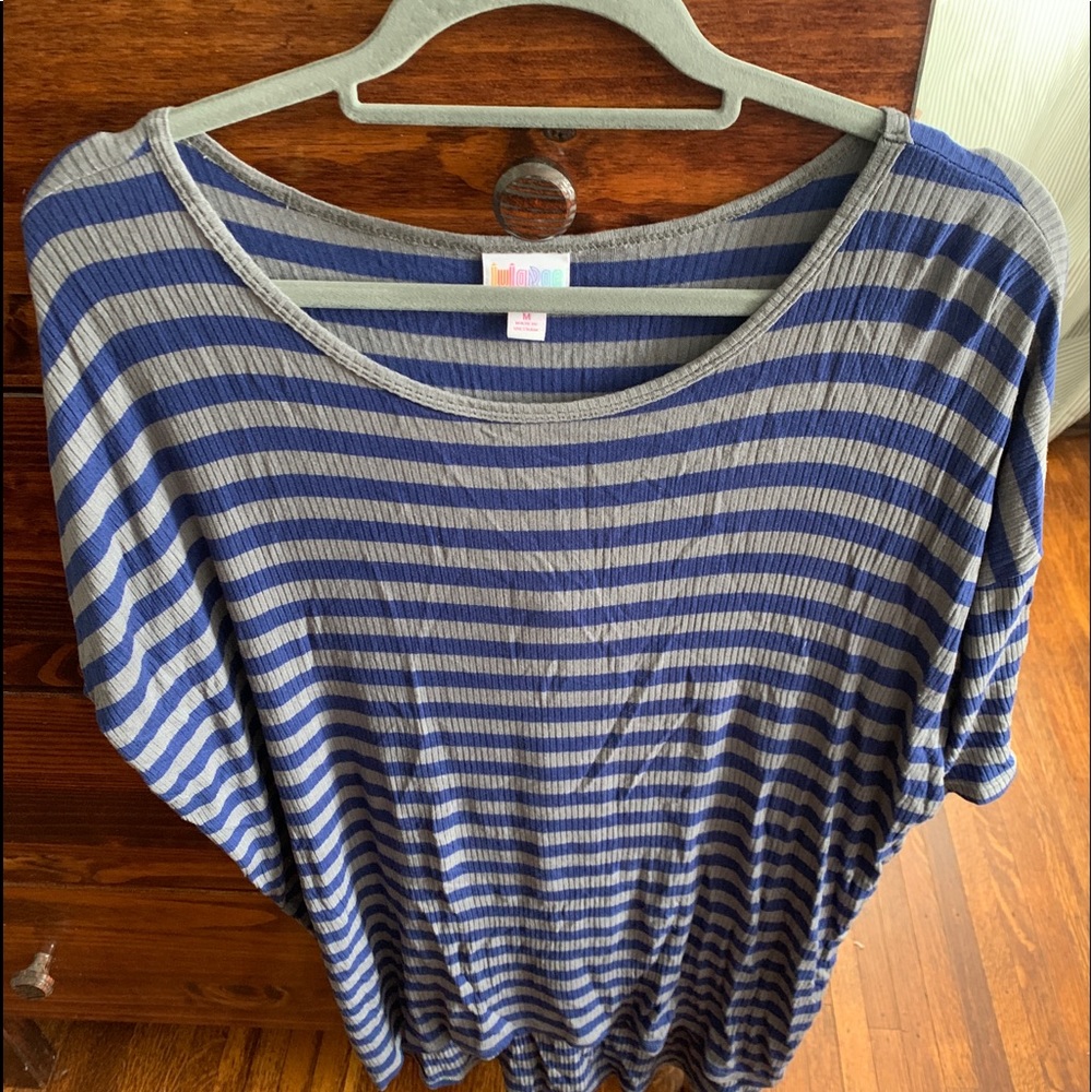 Lularoe Irma ribbed tunic blue & gray